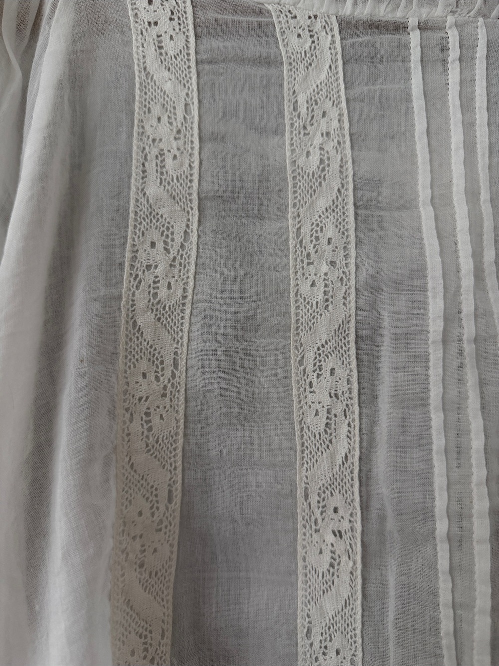 NWT Free People White Lace-Trim Button Down Peasant Blouse - Picture 9 of 13